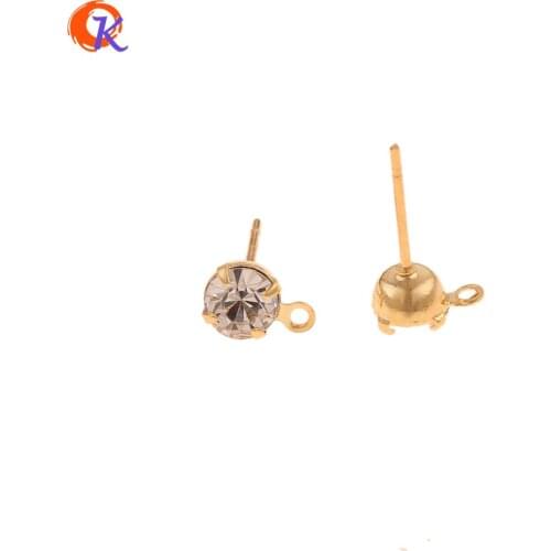 Cordial Design 100Pcs 5*7MM Jewelry Accessories/Earring Findings/Genuine Gold Plating/DIY/Hand Made/Rhinestone Earrings Stud