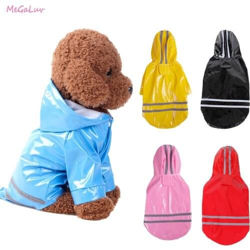 Spring Summer Cartoon Dog Raincoat Reflective PU Puppy Pet Rain Coat Hooded Waterproof Dog Jacket Clothes For Small Medium Dogs