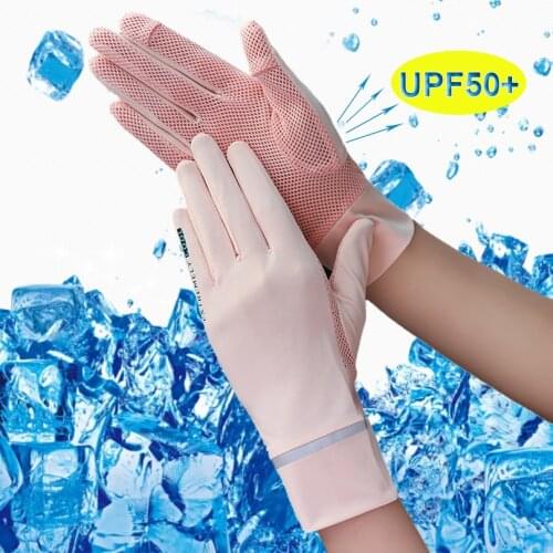 Anti UV Ice Silk Glove Summer Outdoor Moto Cycling Non-slip Sunscreen Mitten Mesh Breathable Opened Fingertip Gloves Men Women