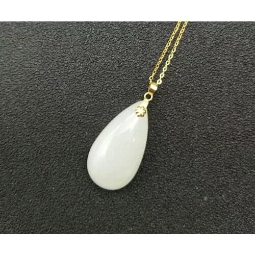 SHILOVEM 18k YELLOW gold Natural white Jasper pendants classic fine Jewelry women wedding plant wholesale new yz132501agby