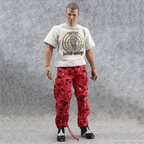 1/6 Scale male Soldiers Trend Youth Red Pants Camouflage Leisure sleeve pants casual wear F12"Fashionable doll Body Accessory