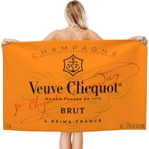 Veuve Clicquot Champagne Beach Towels, XL Bath Towels, Personalized Design, Sand Cloud Luxury Beach Towels
