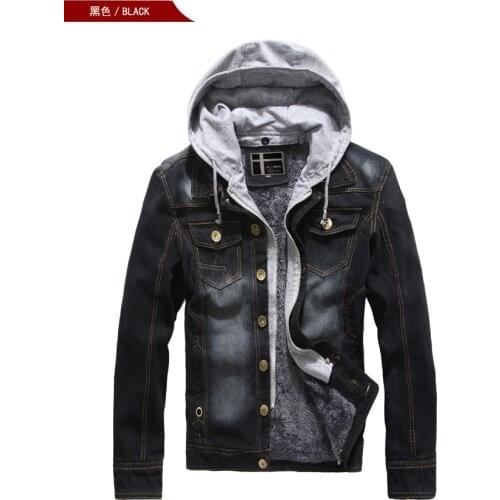 Vintage Denim Jackets Men Slim Fit Solid Color Casual Mens Jeans Coat 2019 Fashion Vintage Clothes for Men Black Blue