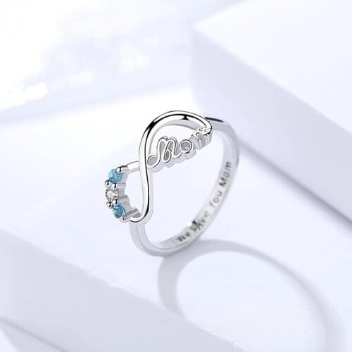 High Quality Digital inverted 8 ring love mom letter mom micro inlaid zircon Ring for women Jewelry