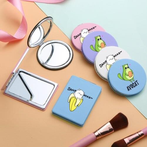 Funny Avocado Banana Fashion Mini Makeup Mirrors with 2 Face Magnifying Cosmetic Pocket Compact Vanity Mirror Miroir De Poche