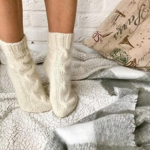 Women Winter Thicken Cable Knitted Calf Socks Solid Color Christmas Warm Chunky Twist Braided Crochet Boot Crew Hosiery Leg
