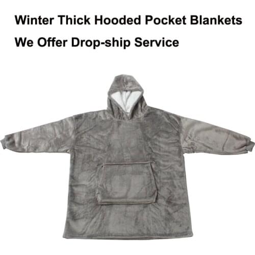 Winter Outdoor Hooded Pocket Blankets Warm Soft Hoodie Slant Robe Bathrobe Sweatshirt Pullover TV Fleece Blanket With Sleeves