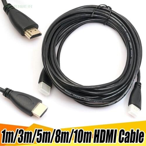 0.5m/1M/2M/3M/5M/8m/10M Gold HDMI TO MINI HDMI Plug Male-Male HDMI Cable 1.4 Version 1080p 3D for TABLETS DVD 100pcs/lot