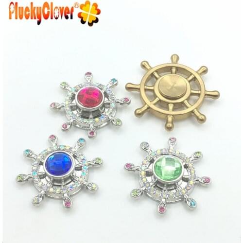 1 pc Metal Helm Fidget Spinner Diamond Captain Rhinestone Ferris Wheel Hand Spiner Brass Retro Rudder Spinner Toys For Kid Adult