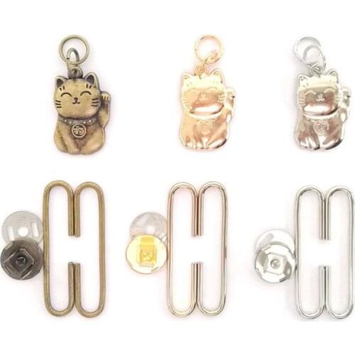 10sets DIY Coin Purse Frame Cat-shaped Clasp Metal Magnetic Snaps Buttons Purse Frame Kiss Clasp Lock Accessories Bag