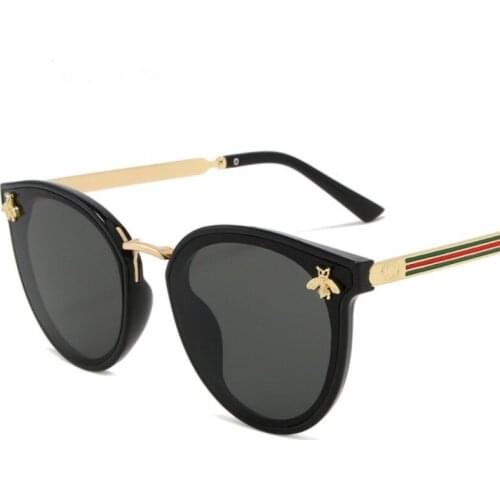 2021 Classic Little bee Sunglasses Women Brand Designer Driving Round Frame Sun Glasses Male Goggle UV400 Gafas De Sol