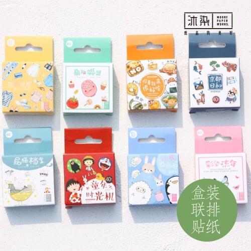 40pcs/Box Kawaii Cat Long Strip Decorative Sticker Set Diary Album Label Stickers DIY Stationery Stickers Gift Diary Deco Pack