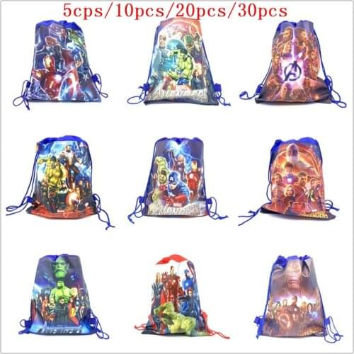 5/10/20/30PCS Avenger Disney Super Hero Non-Woven Fabrics Bagsdrawstring Bags Children Favorite Backpack Schoolbag Shopping Bag