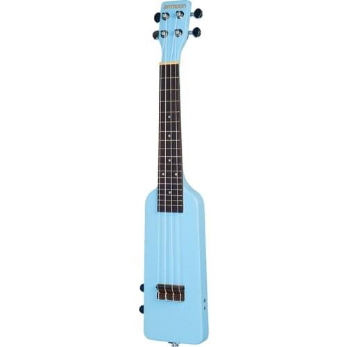 Ammoon 23 Inch Okoume Solid Wood Electric Ukulele Ukelele Uke Kit with Carrying Bag Tuner 3.5mm Audio Cable 4pcs Extra Strings