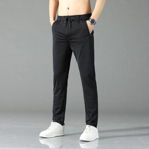 Brand 2021 New Arrival Mens Thin Pant Spring Summer Zipper Pocket Breathable Solid Color Mid Slim Fit Jogging Male Trousers