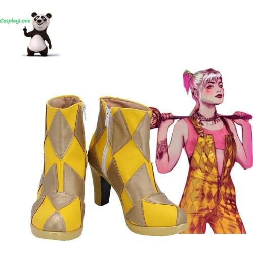 DC Birds of Prey Harley Yellow Shoes Cosplay Boots Custom Made Leather For Halloween CosplayLove
