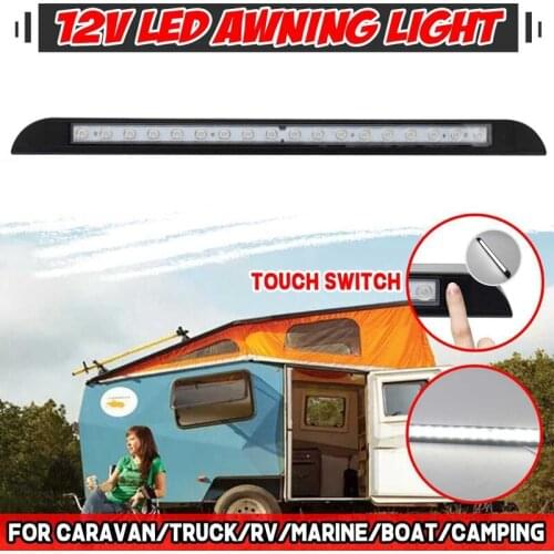 DHBH-12V 18LED 9W Awning Porch Light Lamp with Press Switch Car Lights Strip Bar for Camping Caravan Truck RV Boat