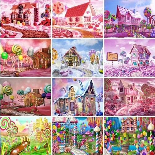 EverShine 5D Diamond Painting Full Square Landscape Diamond Embroidery Cross Stitch Candy House Rhinestones Art Children Gift