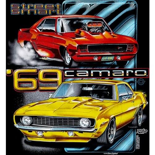 T Shirt Men Short Sleeve Funny Street Smart Hot Rod Car Fans 68 Camaro Black Tee Front Printcasual Fitness Clothing Tops Tees
