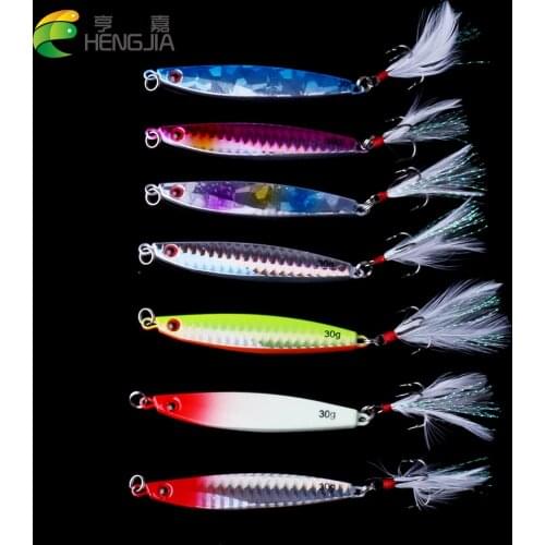 HENGJIA Fishing Lures Wobbler Casting Jig Metal Jigging Spoon Crankbaits 3D Eyes Artifical Trolling Baits Seafishing Pesca LB036