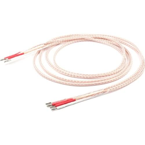 Hifi Audio OCC Silver Plated 8AG Speaker Cable Biwire Loudspeaker Cable HIFI Banana Plug Audiophille Speaker Cable