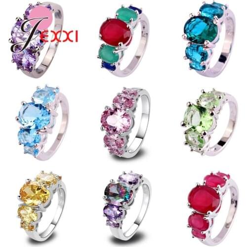 Top Quality 925 Sterling Silver Jewelry Rings Wedding Anel For Women Girls Shiny Cubic Zircon Multi-color Optional Retail