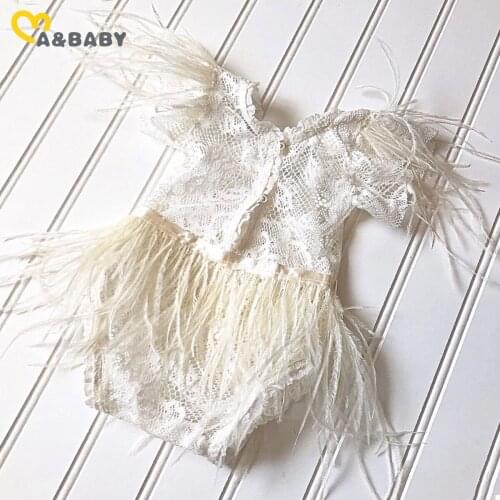 Ma&Baby Newborn Infant Baby Girls Romper Princess Lace Ruffles Feather Jumpsuit Playsuit Birthday Costumes DD40