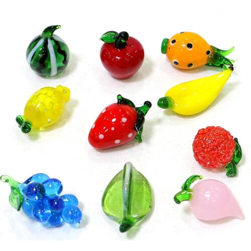 Factory Custom! Murano Glass Fruit Figurines Home garden ornaments hand made cute lifelike glass Art Crafts Micro Decor DIY Gift
