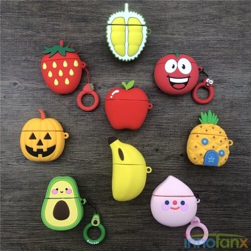 Cute Fruits Watermelon Case For Airpods 1/2/3 Earphone Cover For Apple Airpods2 Soft Silicone Cases Banana Orange Lemon Cactus