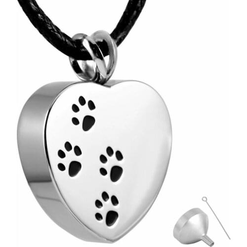 MJD8004 Pet Cremation Jewellery, Paws On Heart Stainless Steel & Filling Kit