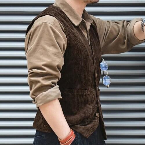 Mens corduroy suit vest retro slim fashion vest Victorian style best man wedding mens clothing