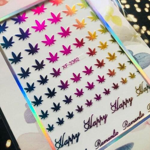 Xf3362 colorful leaves DESIGNS COOL 3d nail art stickers decal template diy nail tool decorations