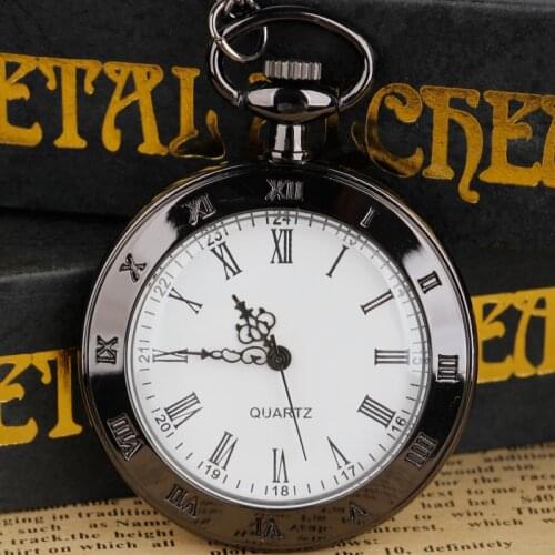 Simple Open Face Quartz Pocket Watch Analog Necklace Pendant for Men Women Carved Gifts