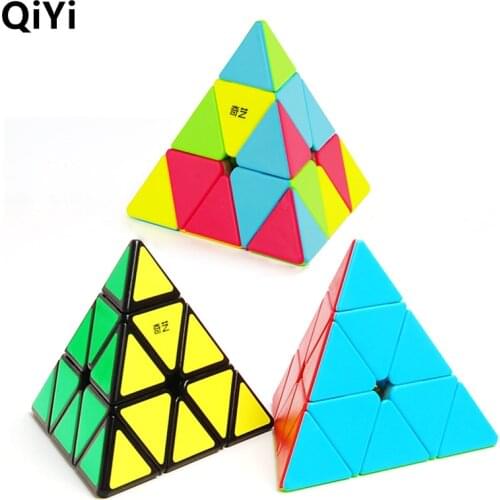 QiYi Qiming A Pyramid 3x3x3 Speed Magic Cube Stickerless Pyramid Puzzle Cubes Educational Toys For Children