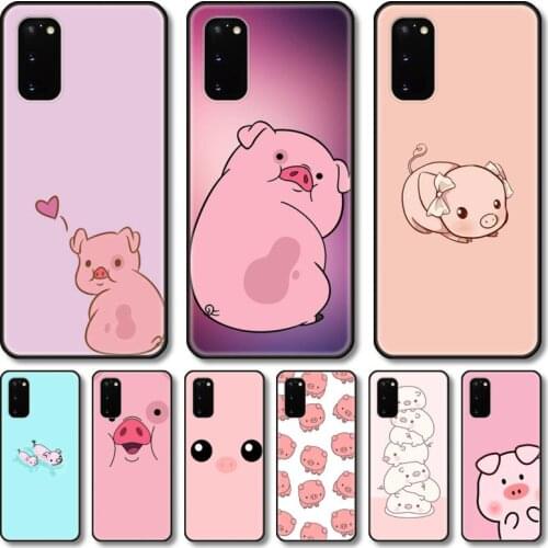 Lovely pig Phone Case For Samsung Galaxy Note S21 20 10 9 E Lite UW Ultra 5G PRO Black Shell Cover