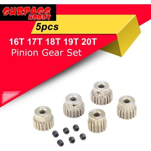 SURPASS HOBBY 48DP 3.175MM 16T 17T 18T 19T 20T Pinion Gear Set for 1/10 RC Off-road Buggy Monster Truck 3.175mm Shaft Motor
