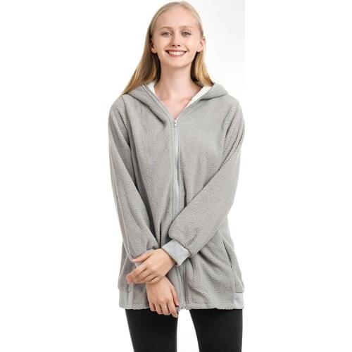 Long Hoodies Women Autumn Winter Oversized Hoodies Long Sleeve Sweatshirt Women Zipper Fashion Outerwear Pockets Sweatshirt