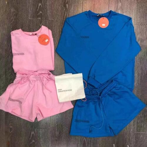 100% Cotton Tracksuit Solid Color Suits +Shorts Two Piece Set Women Suit Female Jumpsuit Sweatshirts for Women Casual Streetwear
