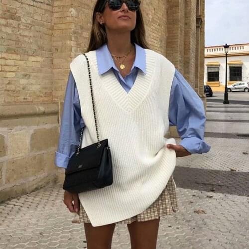 Ladies Knitted Autumn Winter Sweater Women Pullover Casual V Neck Warm Soft Slim Sleeveless Sweaters Female Pull Knitwear Vests