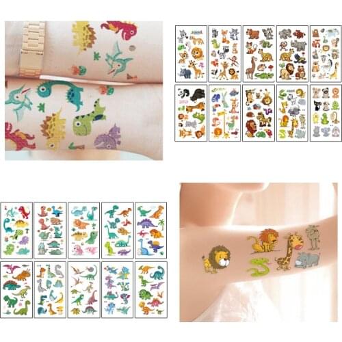 10Sheets/Set Animal Dinosaur Unicorn Childrens Tattoo Stickers Face Arm Body Waterproof Temporary Tattoo for Kids Gift