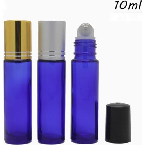 10ml Empty Roll on Amber Glass Bottles [STAINLESS STEEL ROLLER] Refillable Container for Aromatherapy Essential LX4269