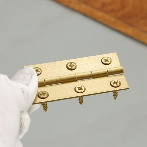 HXS Matte Brushed Brass Color Solid Brass Door Hinge Small Copper Furniture Hinge With Screws 1''/1.5''/2''/2.5''/3''/3.5''/4