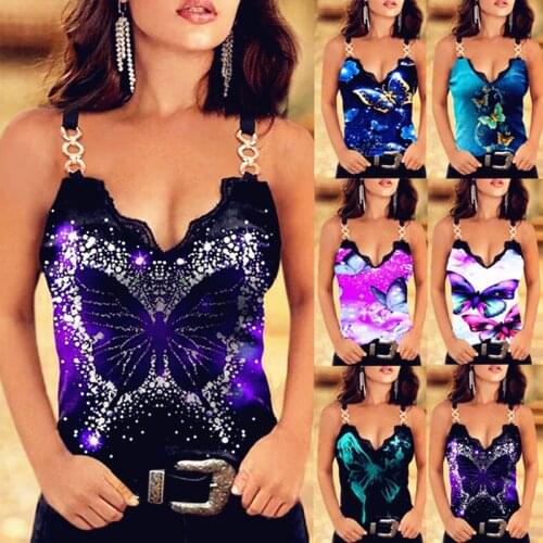 2021 Sexy Women Summer Boho Casual Beach Floral Hole Strap Sleeveless Tank Vest Tops Female Lace Plus Sizes Ladies Shirt Camis