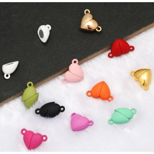 Colorful Heart Stainless Steel Strong Magnetic Clasps Fit Bracelets End Clasp Connectors for Makings Leather Bracelet Jewelry
