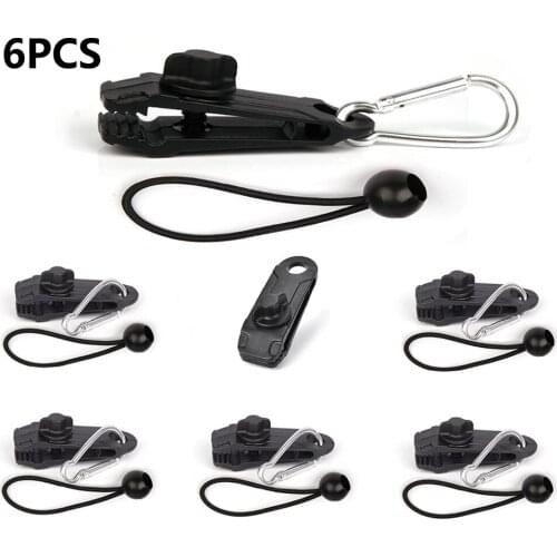 6pcs Tarp Clips Thumb Screw Tent Awning Cover Clamps with 6pcs Ball Bungee Cords + 6pcs Carabiners