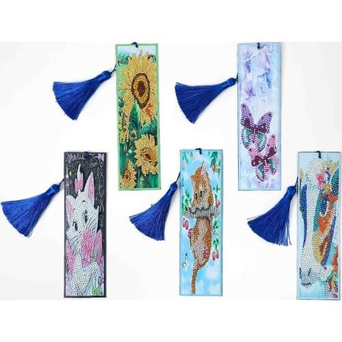 5D DIY Special Shaped Diamond Painting Bookmarks Diamond Embroidery Cross Stitch Tassel Bookmarks Books Gift Diamond Mosaic