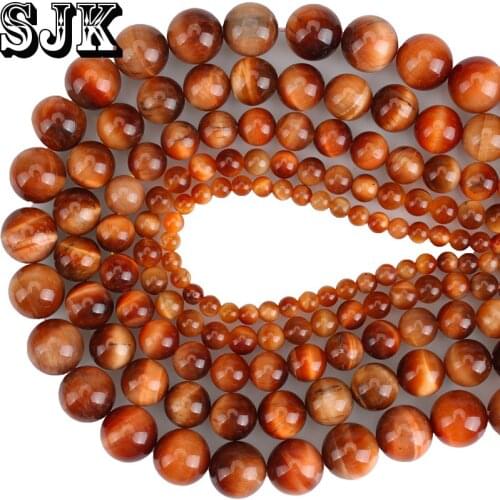 Natural Stone Beads Brown Orange Sun Tiger Eye Stone Round Loose Beads 4 6 8 10 12MM For Bracelet Necklace Jewelry Making