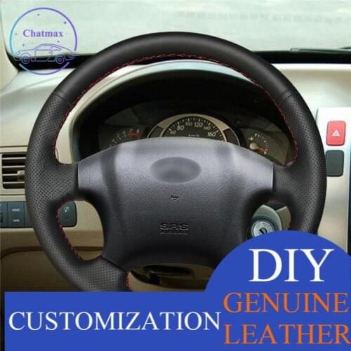 For Hyundai Tucson 2006 hand-sewn steering wheel cover black artificial leather anti-slip design all season