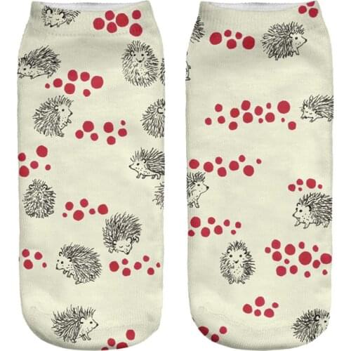 Cartoon Hedgehog Print Men Women Breathable Low Cut Casual Elastic Ankle Socks