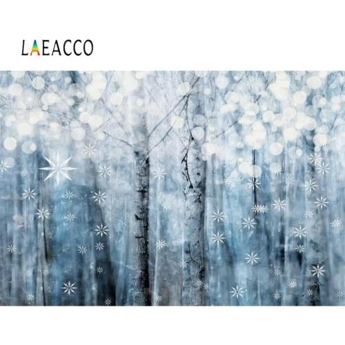Winter Forest Backgrounds For Photography Snowflake Star Tree Dreamy Polka Dots Light Bokeh Scenic Photo Backdrop Photo Studio
